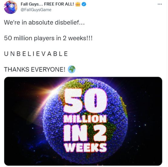 《糖豆人》免费仅两周后玩家数量破5000万